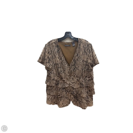 Top Short Sleeve By Liz Claiborne In Snakeskin Print, Size: 16