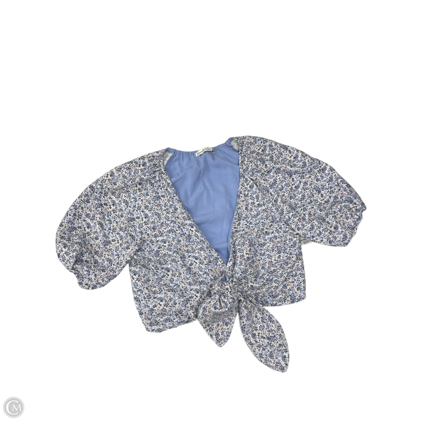 Top Short Sleeve By Abercrombie And Fitch In Blue & White, Size: M