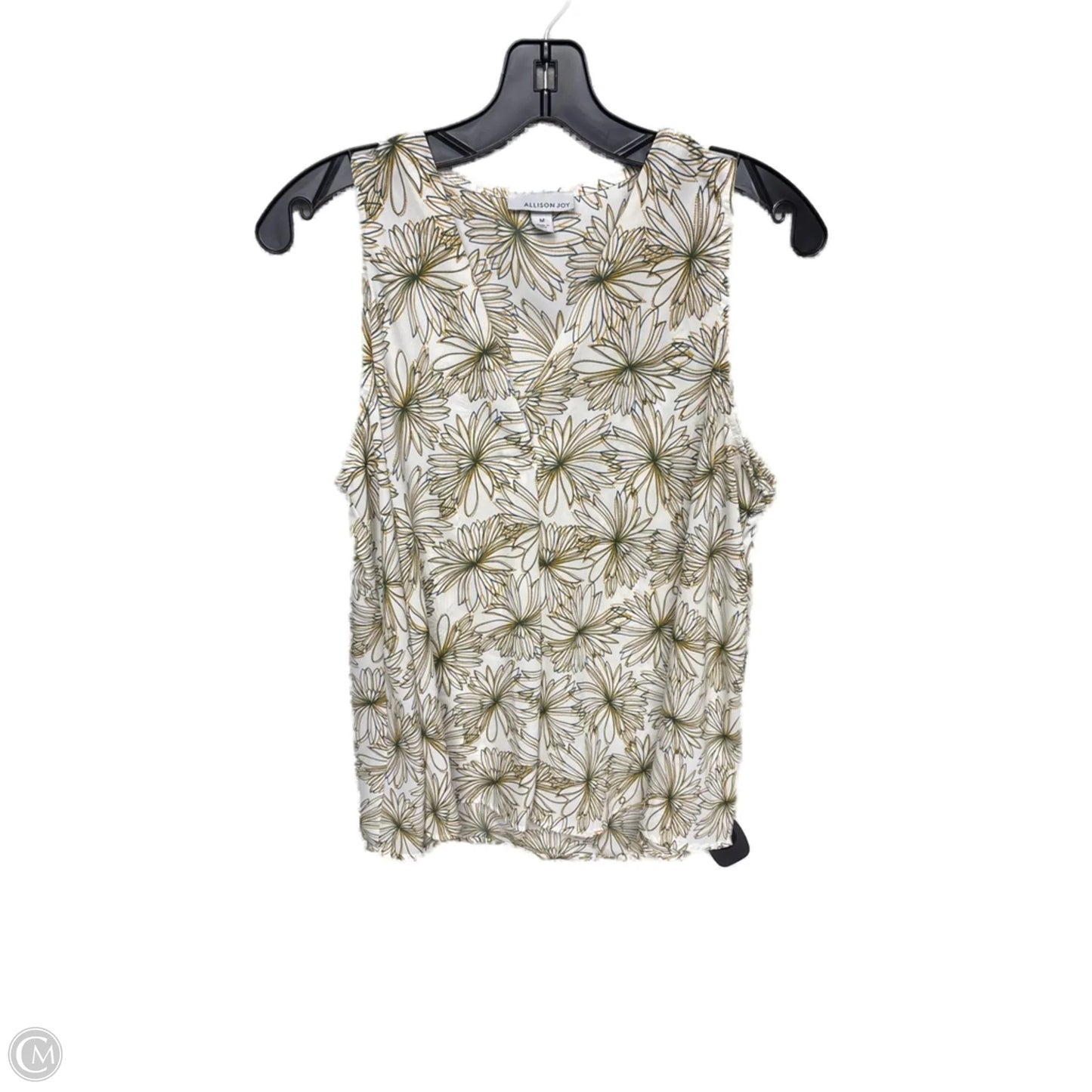 Top Sleeveless By Allison Joy In Cream & Green, Size: M