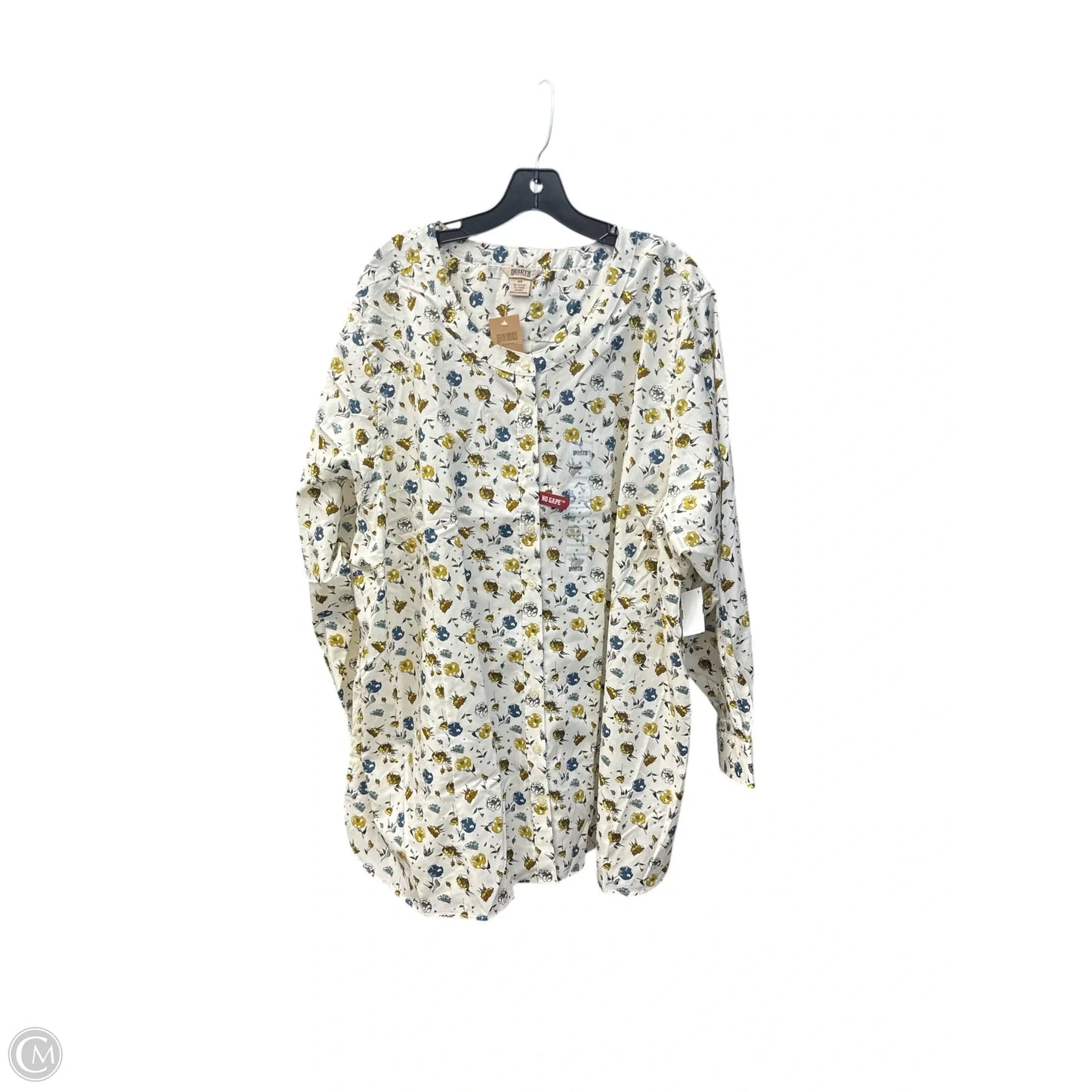 Top Long Sleeve By Duluth Trading In Cream & Green, Size: 4x