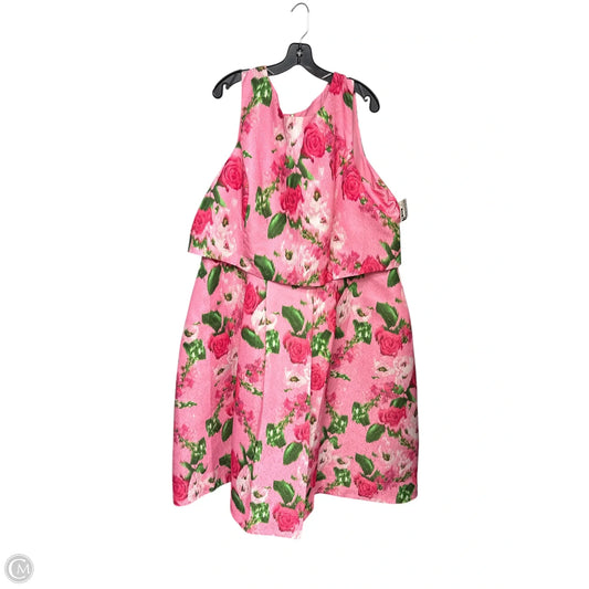 Dress Party Midi By Clothes Mentor In Green & Pink, Size: 22