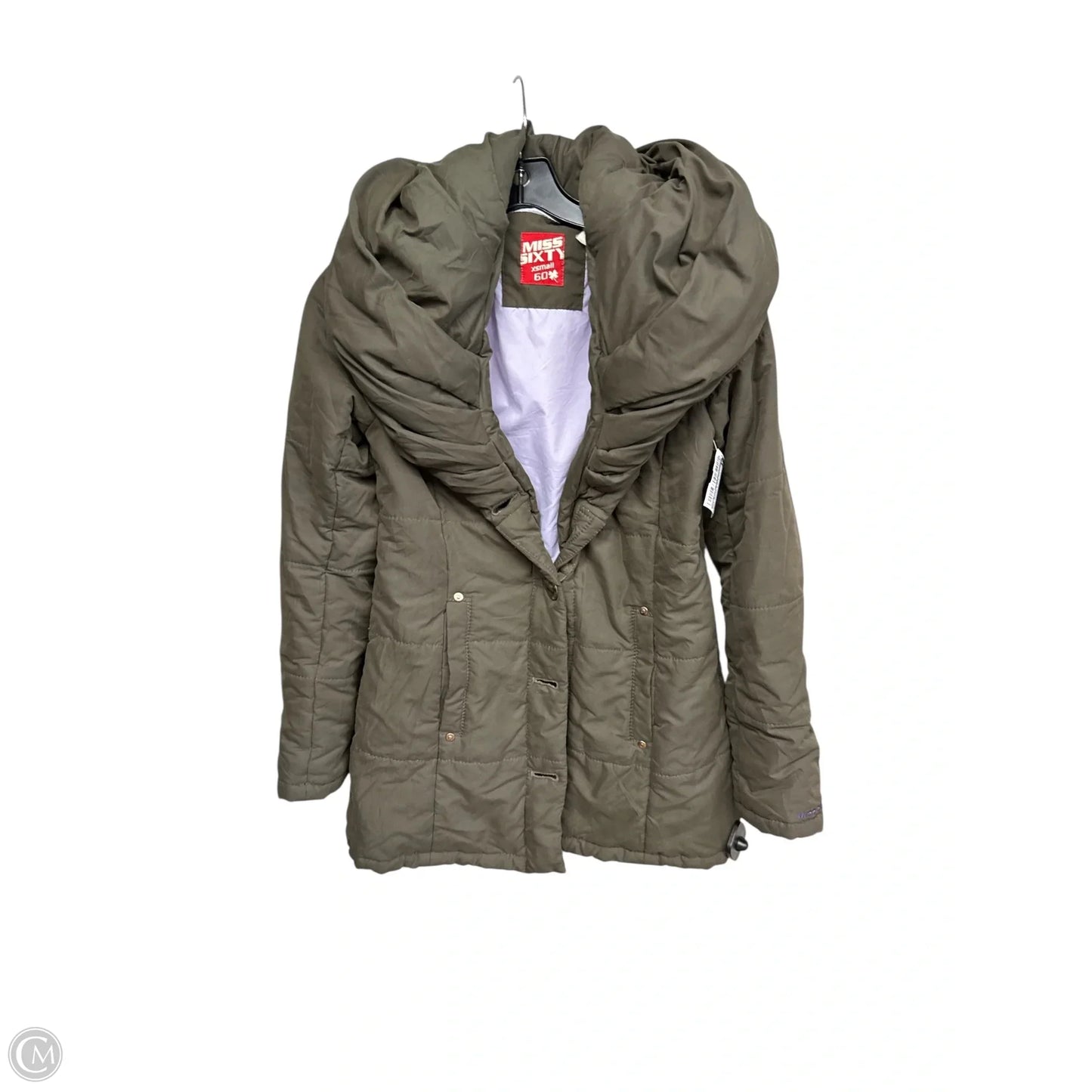 Coat Puffer & Quilted By Miss Sixty In Green, Size: Xs