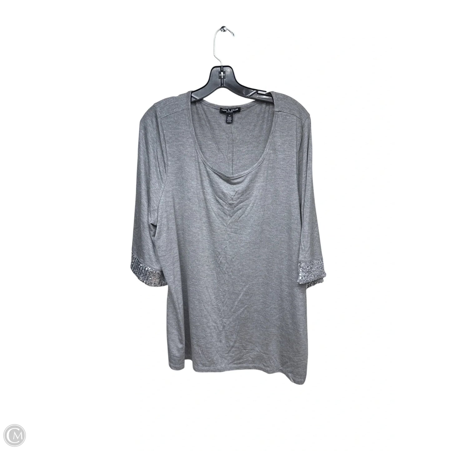 Top 3/4 Sleeve By Cable And Gauge In Grey, Size: 2x