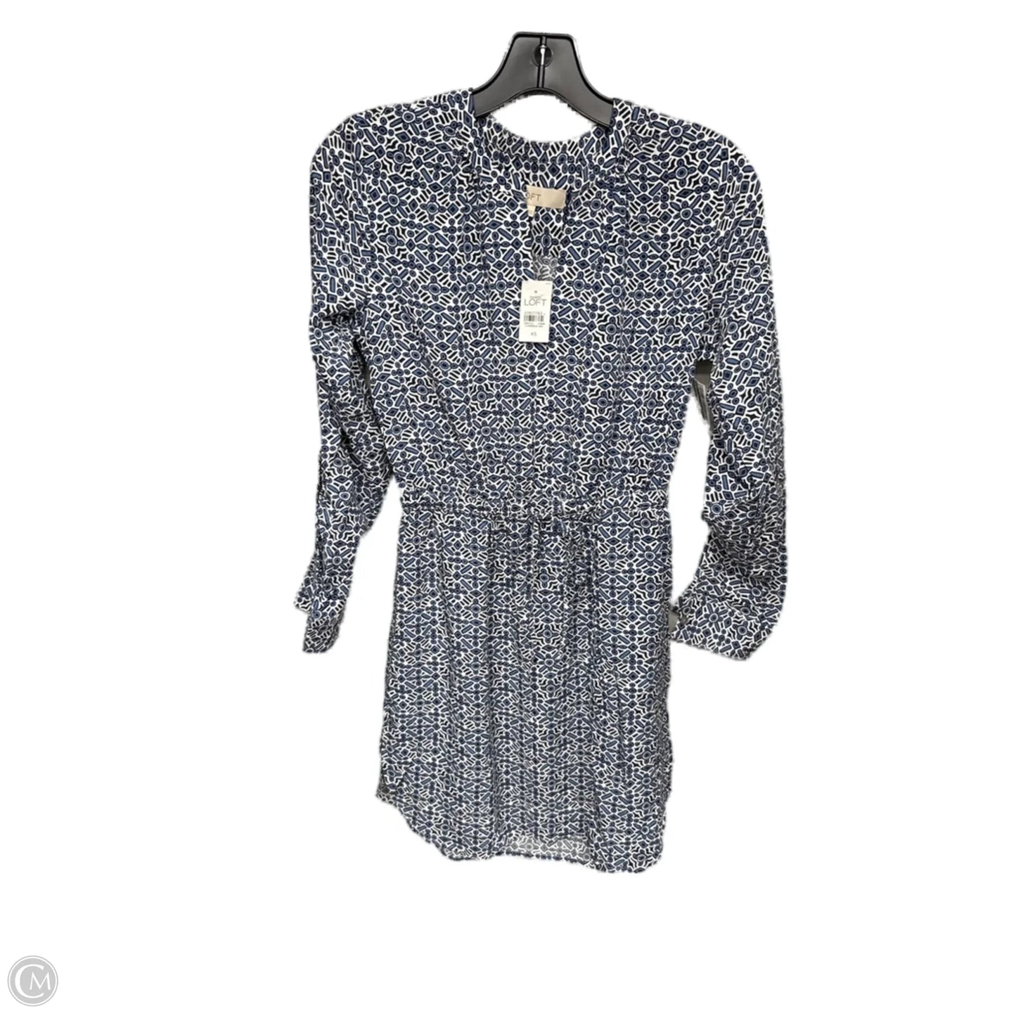 Dress Casual Midi By Loft In Blue & White, Size: Xs