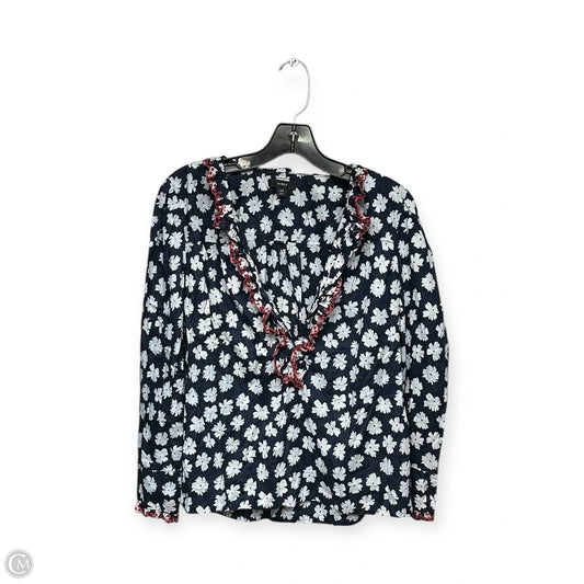 Top Long Sleeve By J. Crew In Blue & Red, Size: Xs
