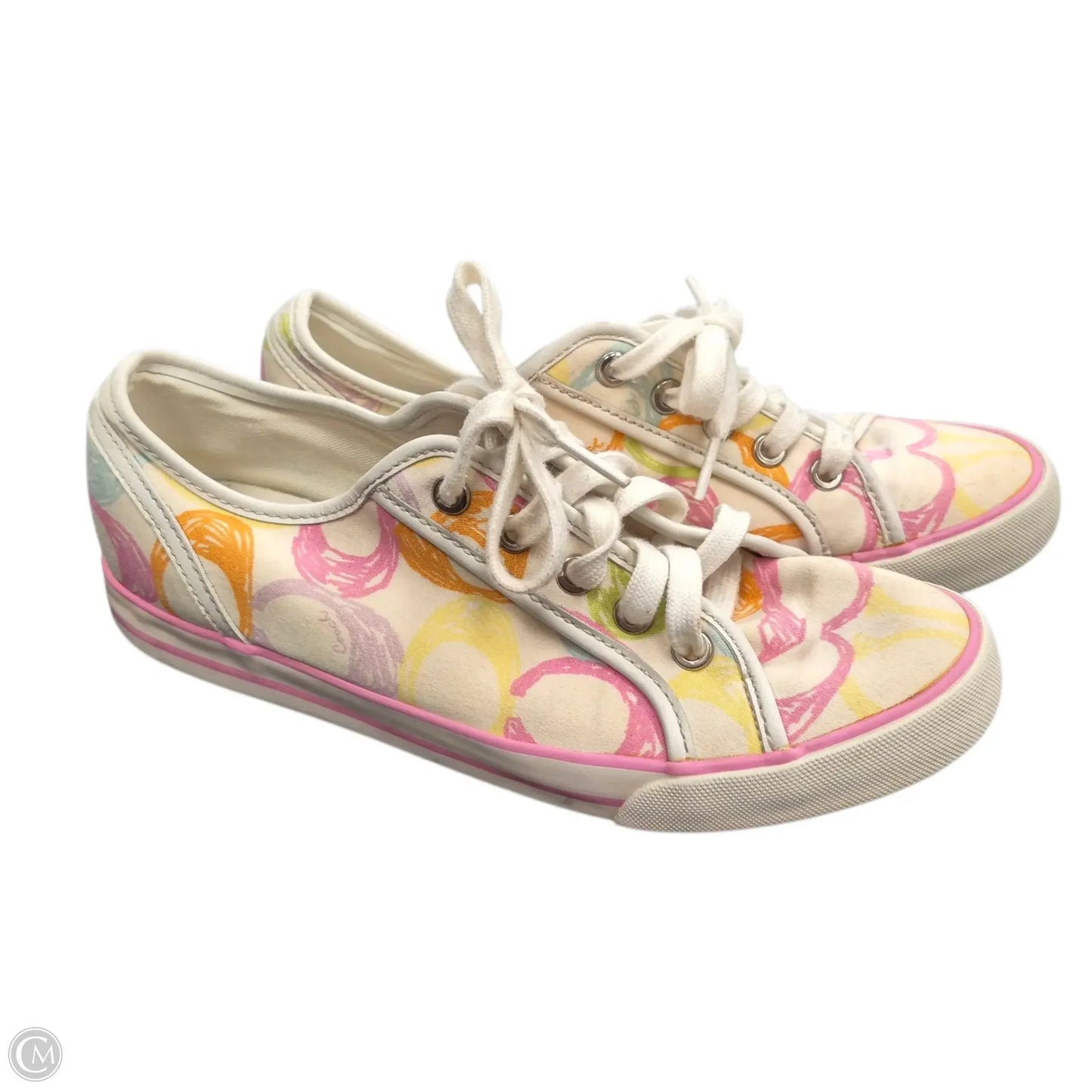Shoes Designer By Coach In Pink & Yellow, Size: 8