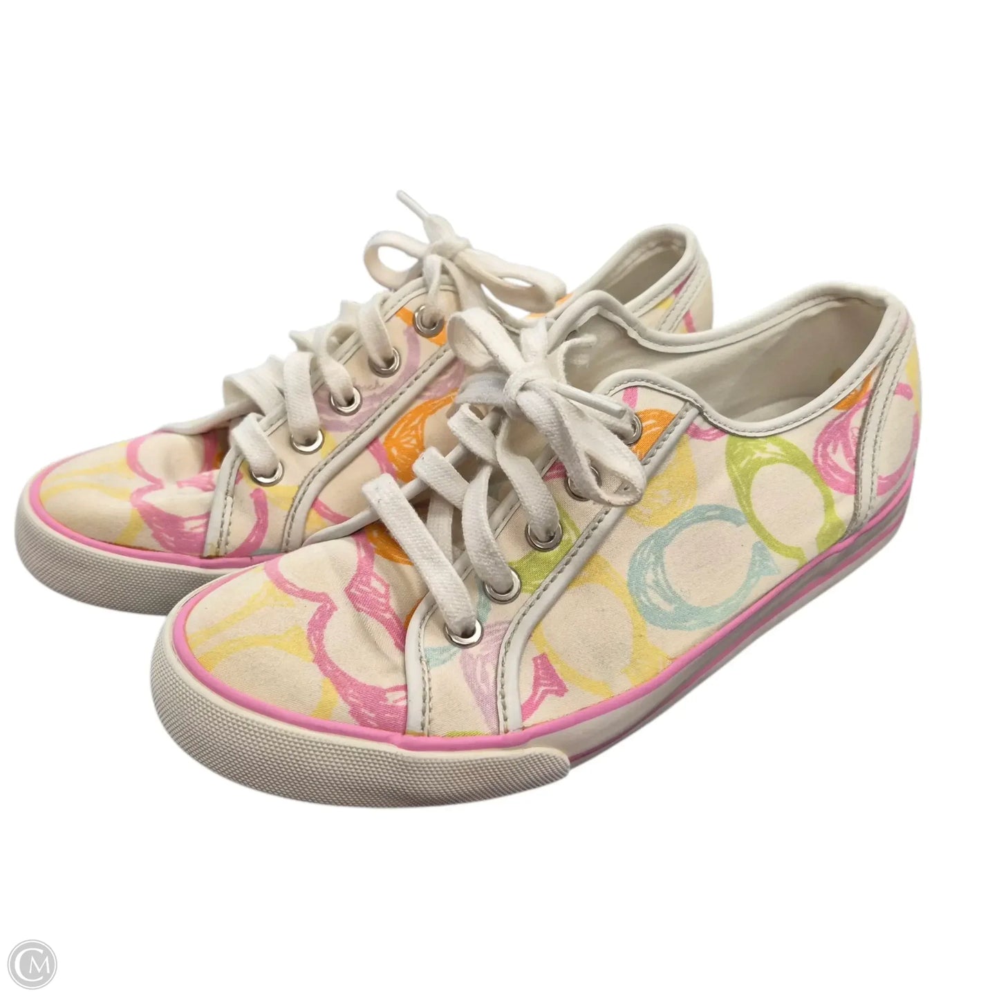 Shoes Designer By Coach In Pink & Yellow, Size: 8