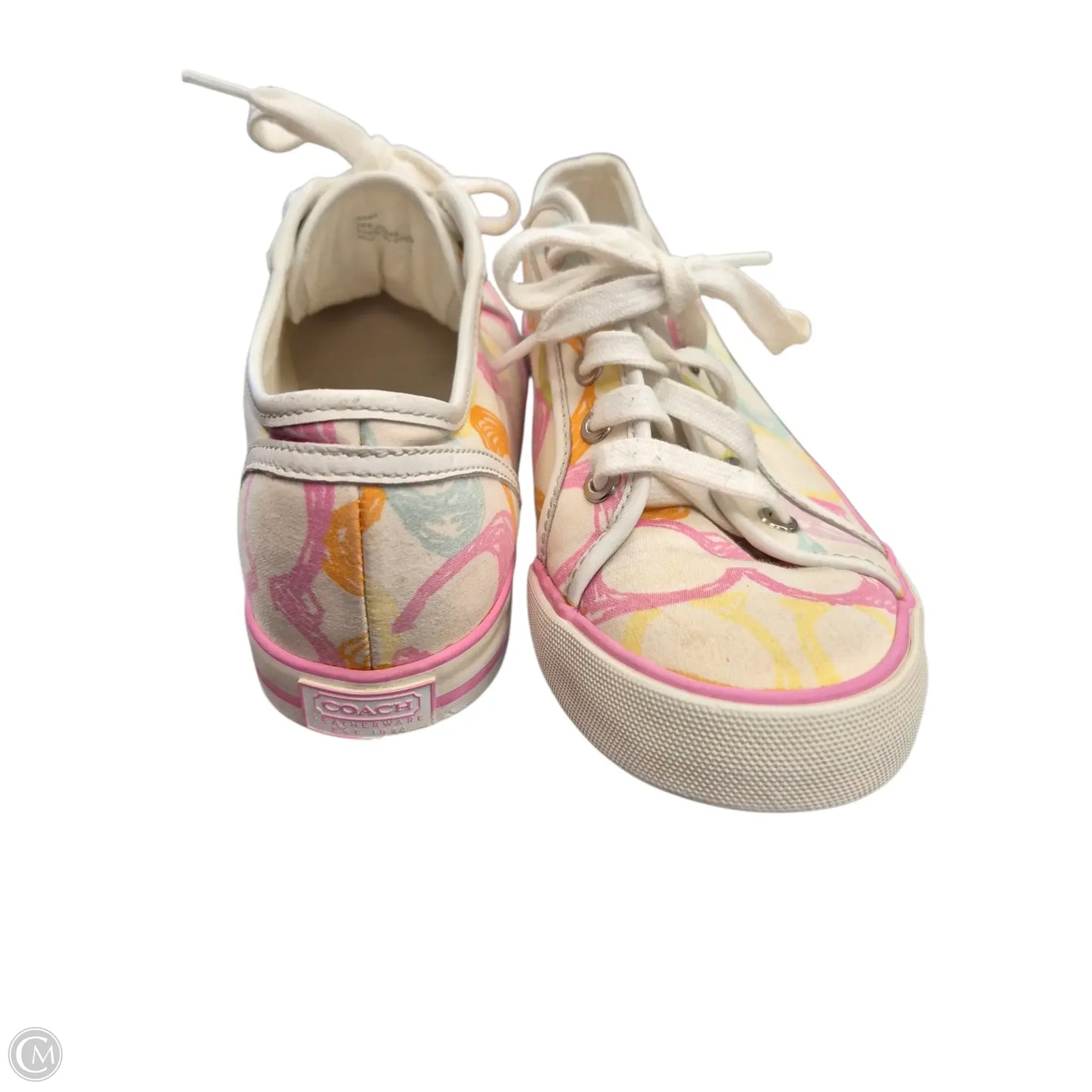 Shoes Designer By Coach In Pink & Yellow, Size: 8