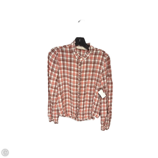 Top Long Sleeve By Loft In Plaid Pattern, Size: Mp