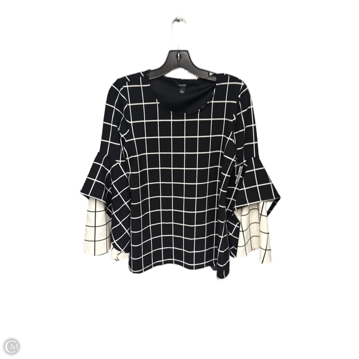 Top 3/4 Sleeve By Alfani In Black & White, Size: S