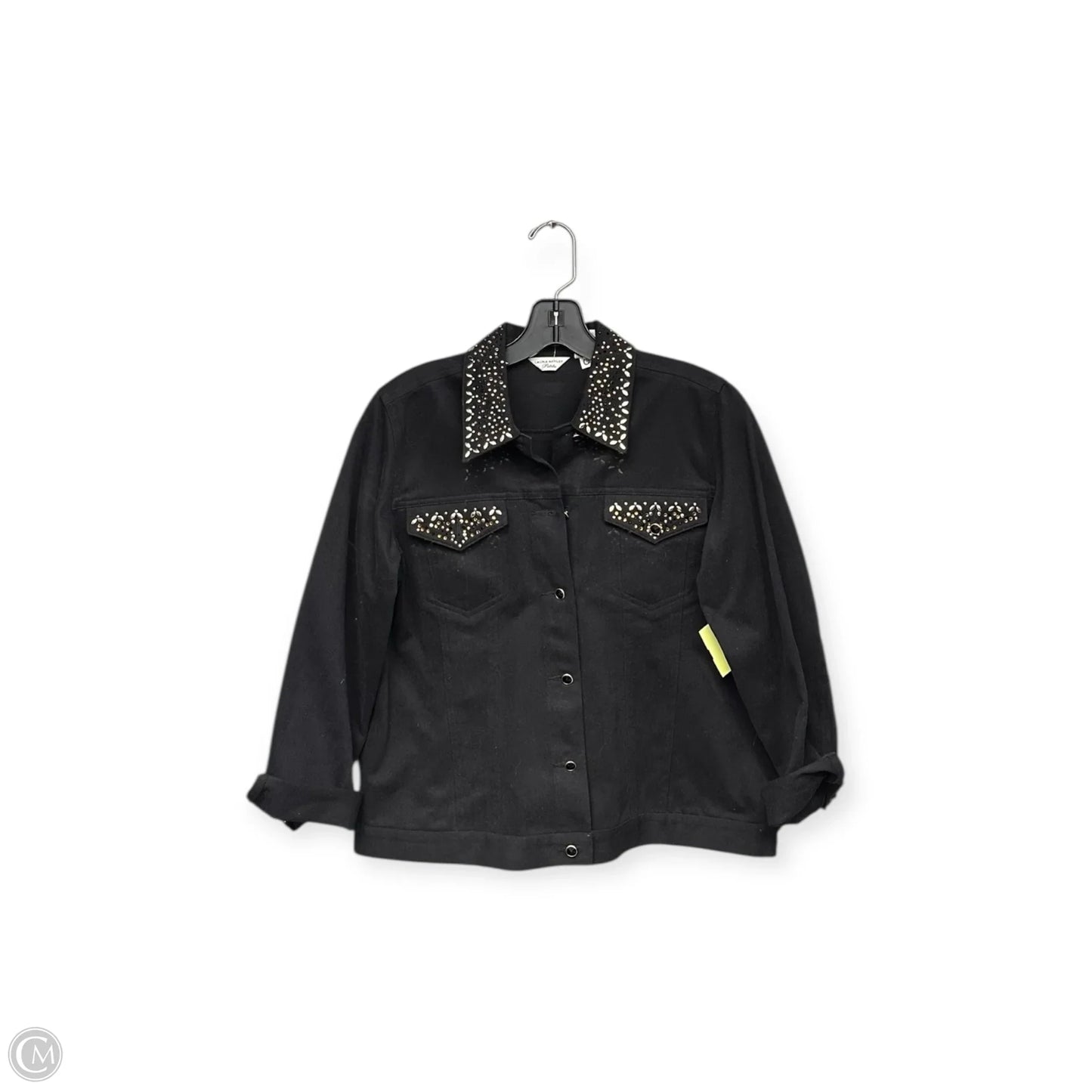 Jacket Denim By Laura Ashley In Black & Gold, Size: Lp