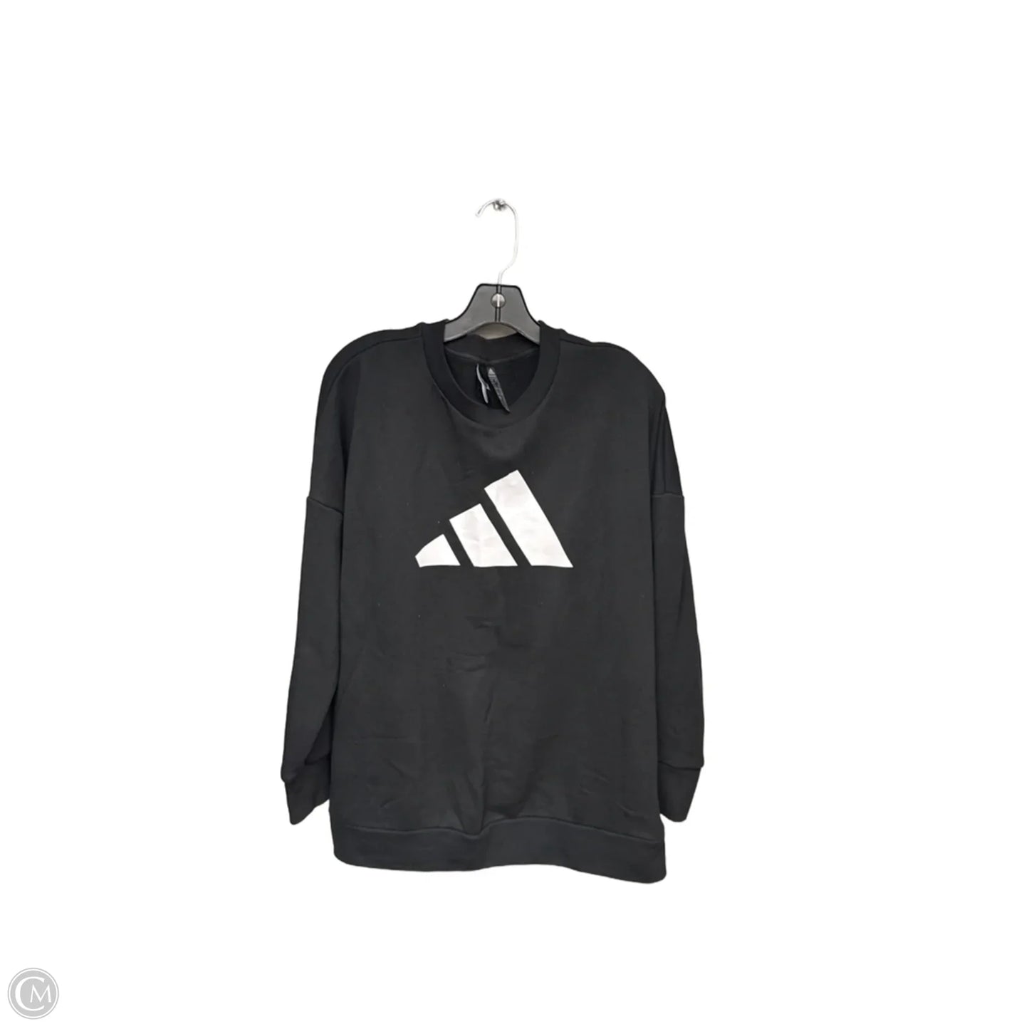 Athletic Sweatshirt Crewneck By Adidas In Black & White, Size: S