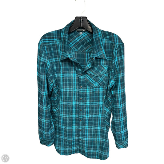 Tunic Long Sleeve By Athleta In Plaid Pattern, Size: L