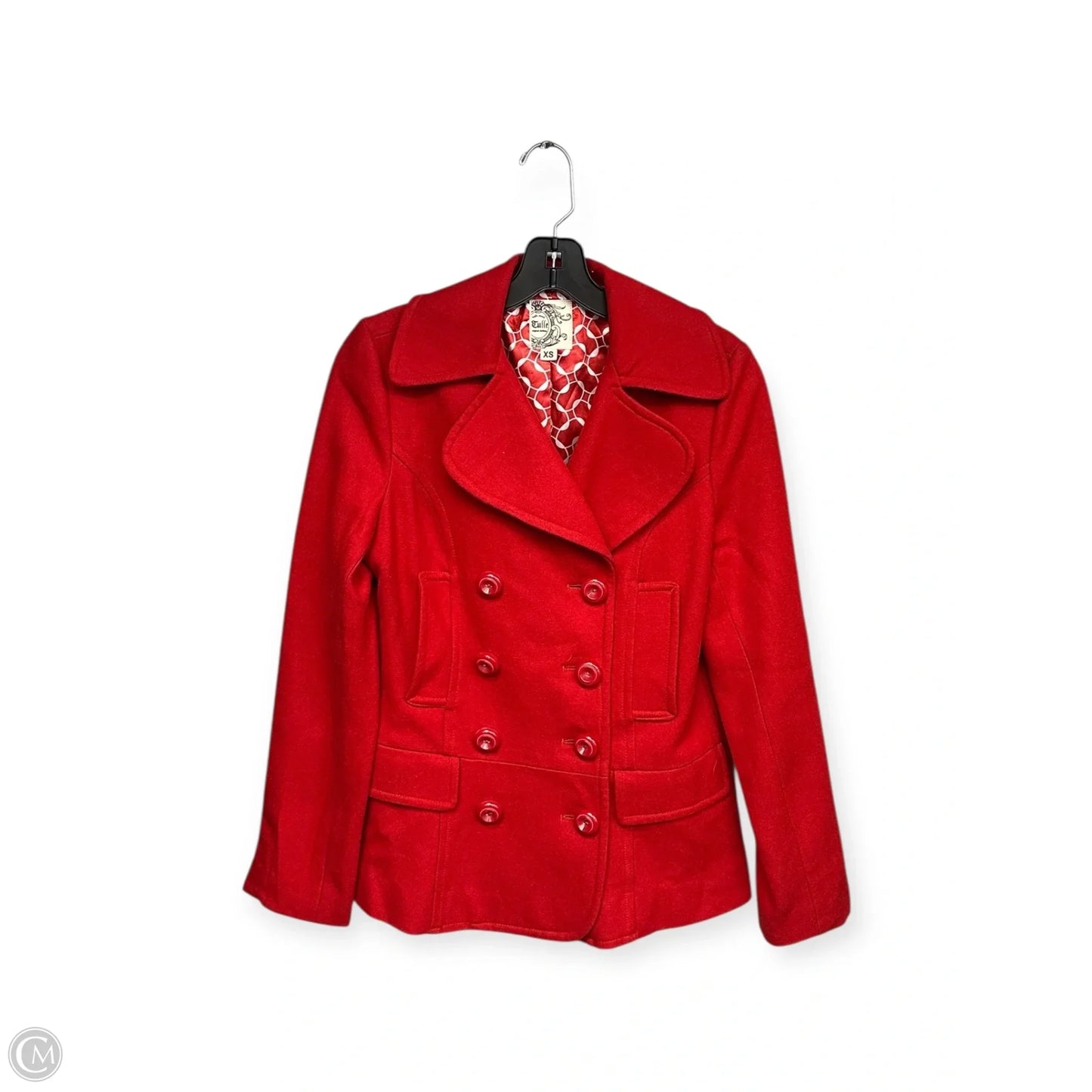 Coat Peacoat By Tulle In Red, Size: Xs