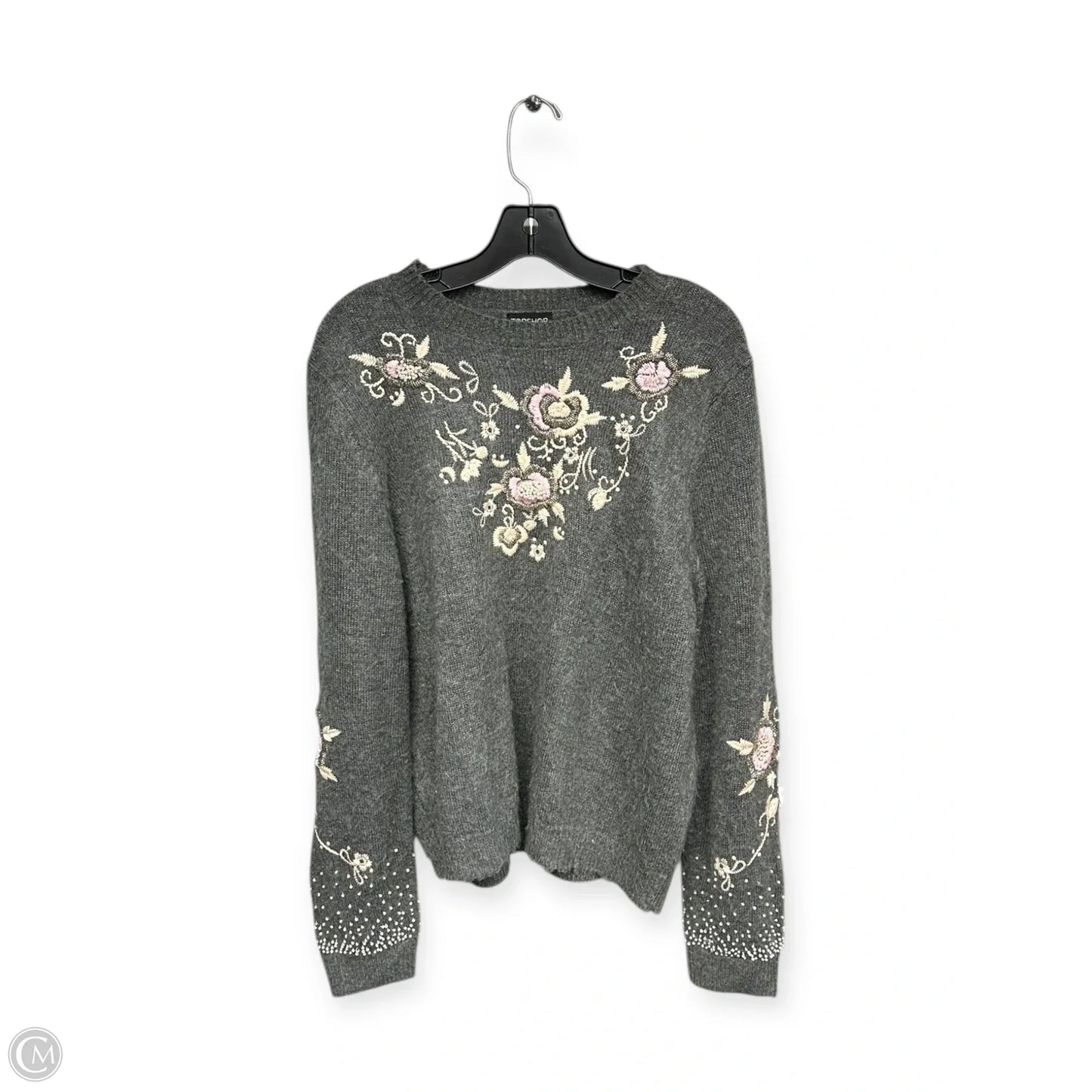 Sweater By Topshop In Grey & Pink, Size: 10