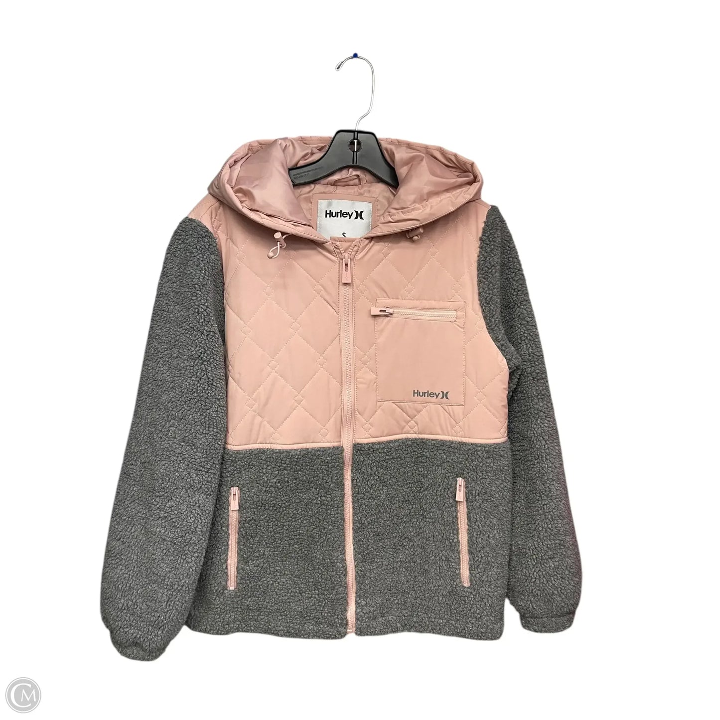 Jacket Fleece By Hurley In Grey & Pink, Size: S