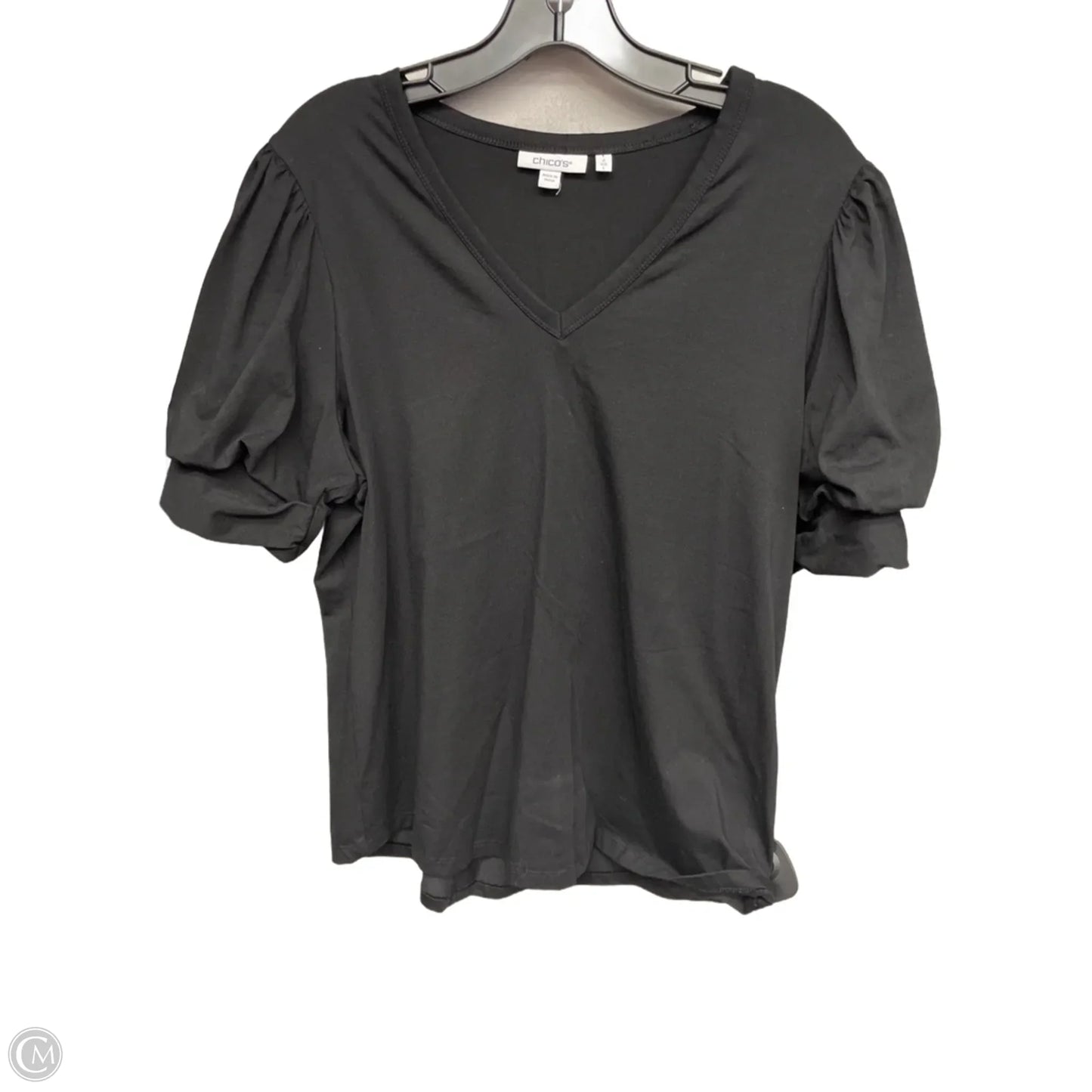 Top Short Sleeve By Chicos In Black, Size: L