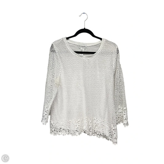 Top 3/4 Sleeve By Alfred Dunner In White, Size: L