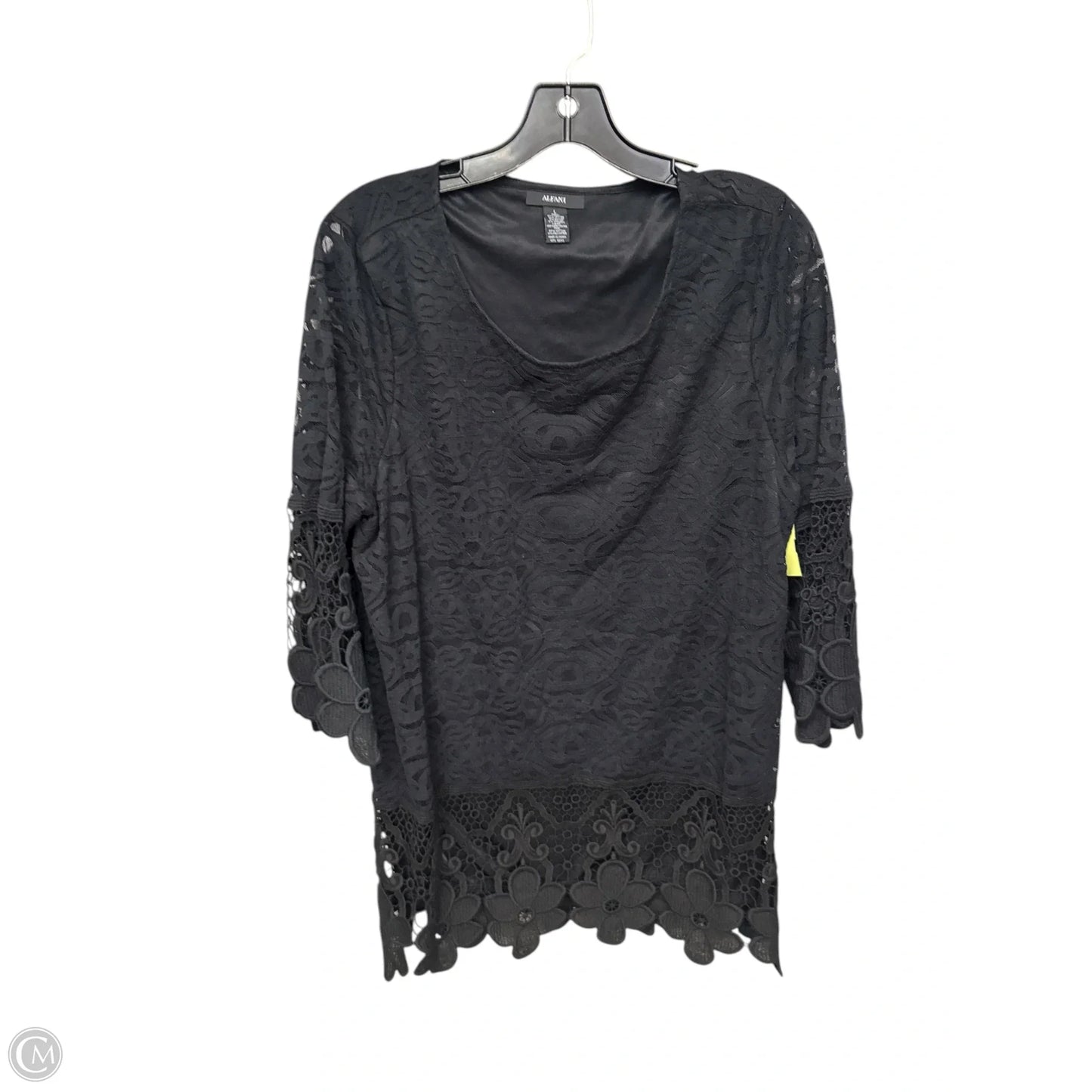 Top 3/4 Sleeve By Alfani In Black, Size: L
