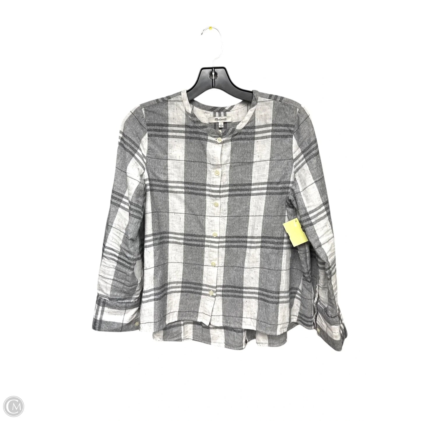 Top 3/4 Sleeve By Madewell In Plaid Pattern, Size: S