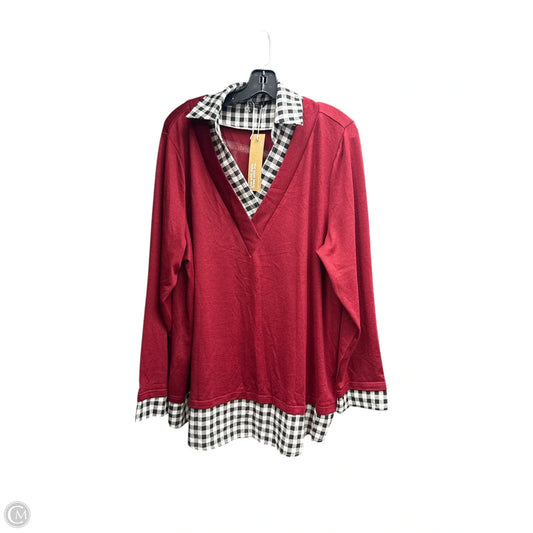 Tunic Long Sleeve By Bloomchic In Black & Red, Size: 1x