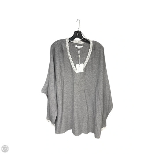 Top Long Sleeve By Sioni In Grey & White, Size: 3x