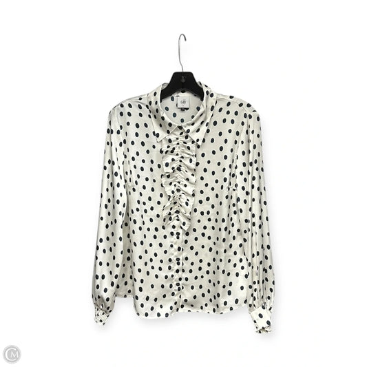 Top Long Sleeve By Cabi In Polkadot Pattern, Size: S