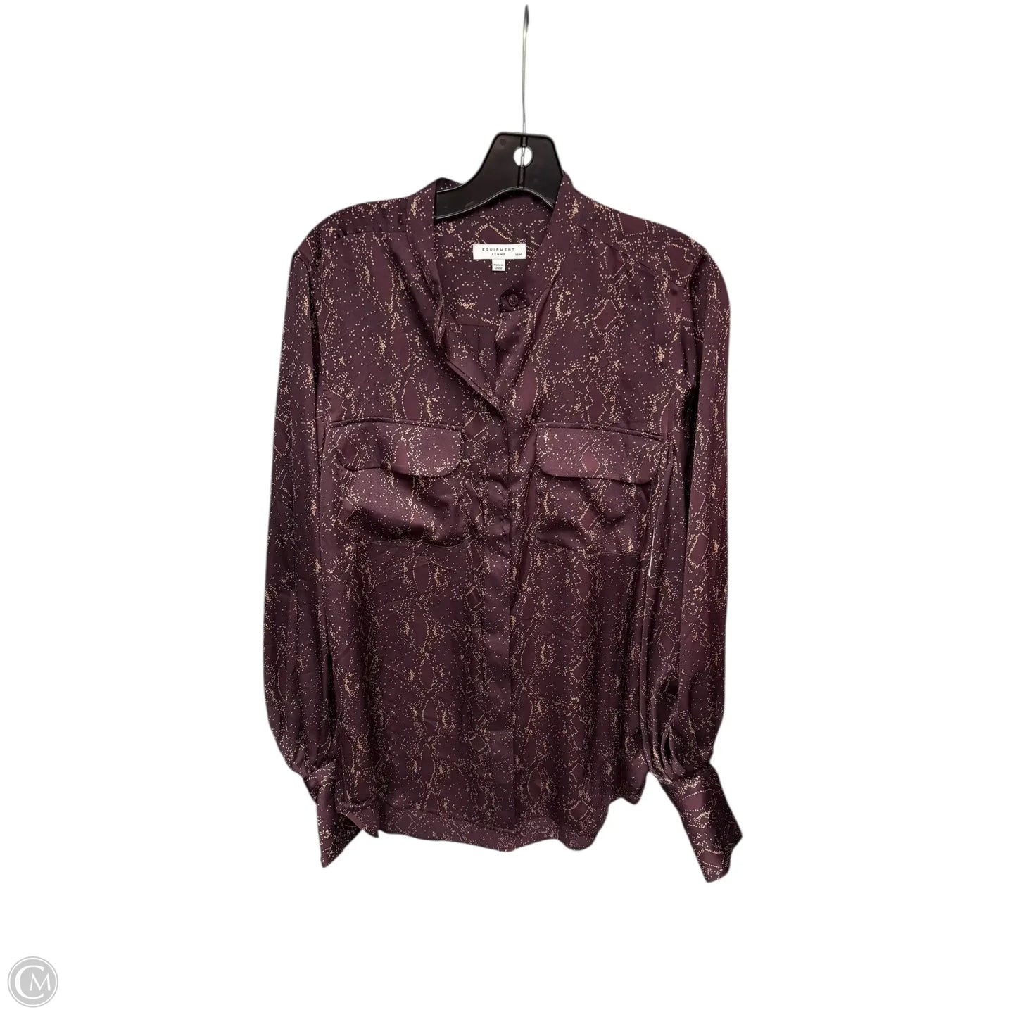 Blouse Long Sleeve By Equipment In Purple, Size: M