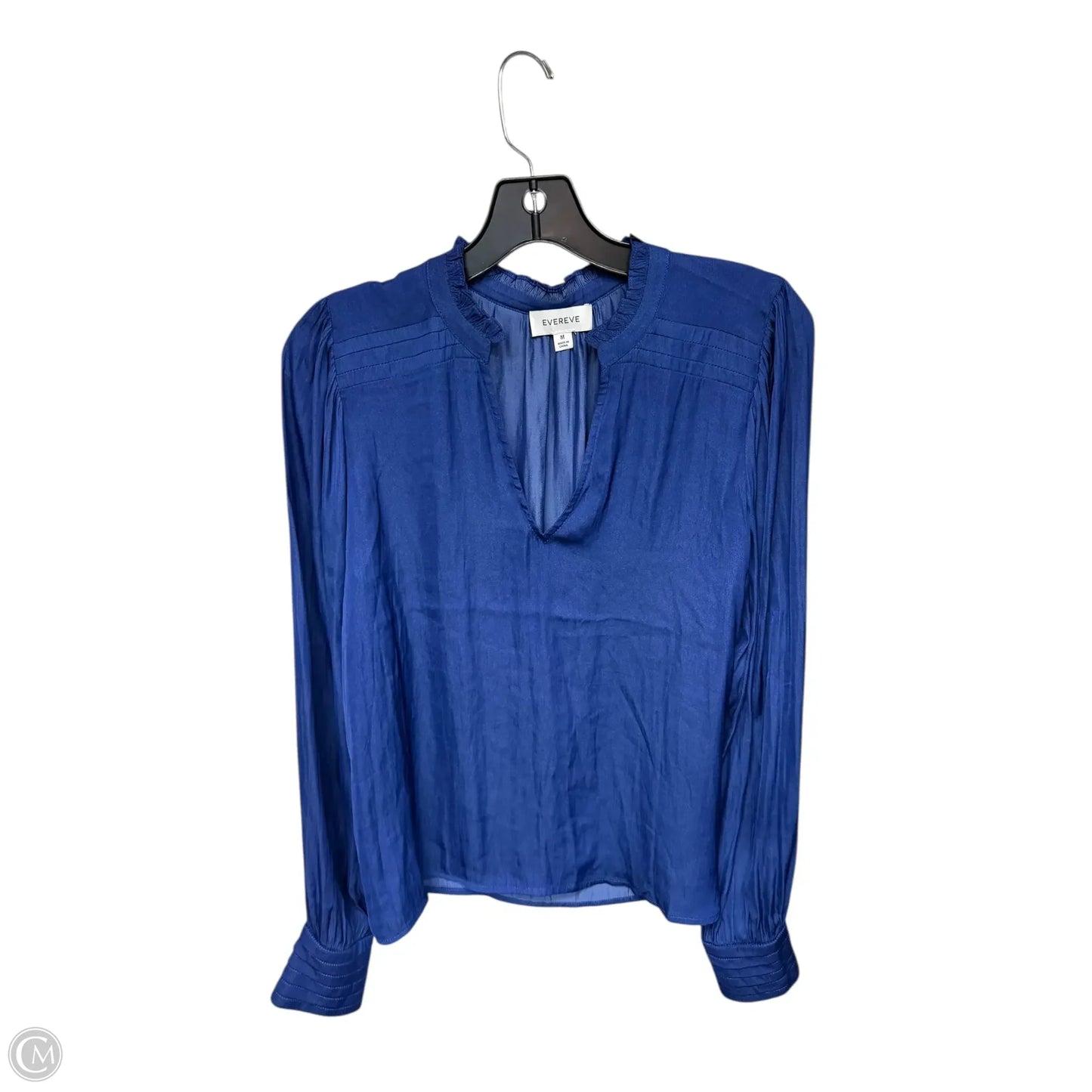 Blouse Long Sleeve By Evereve In Blue, Size: M