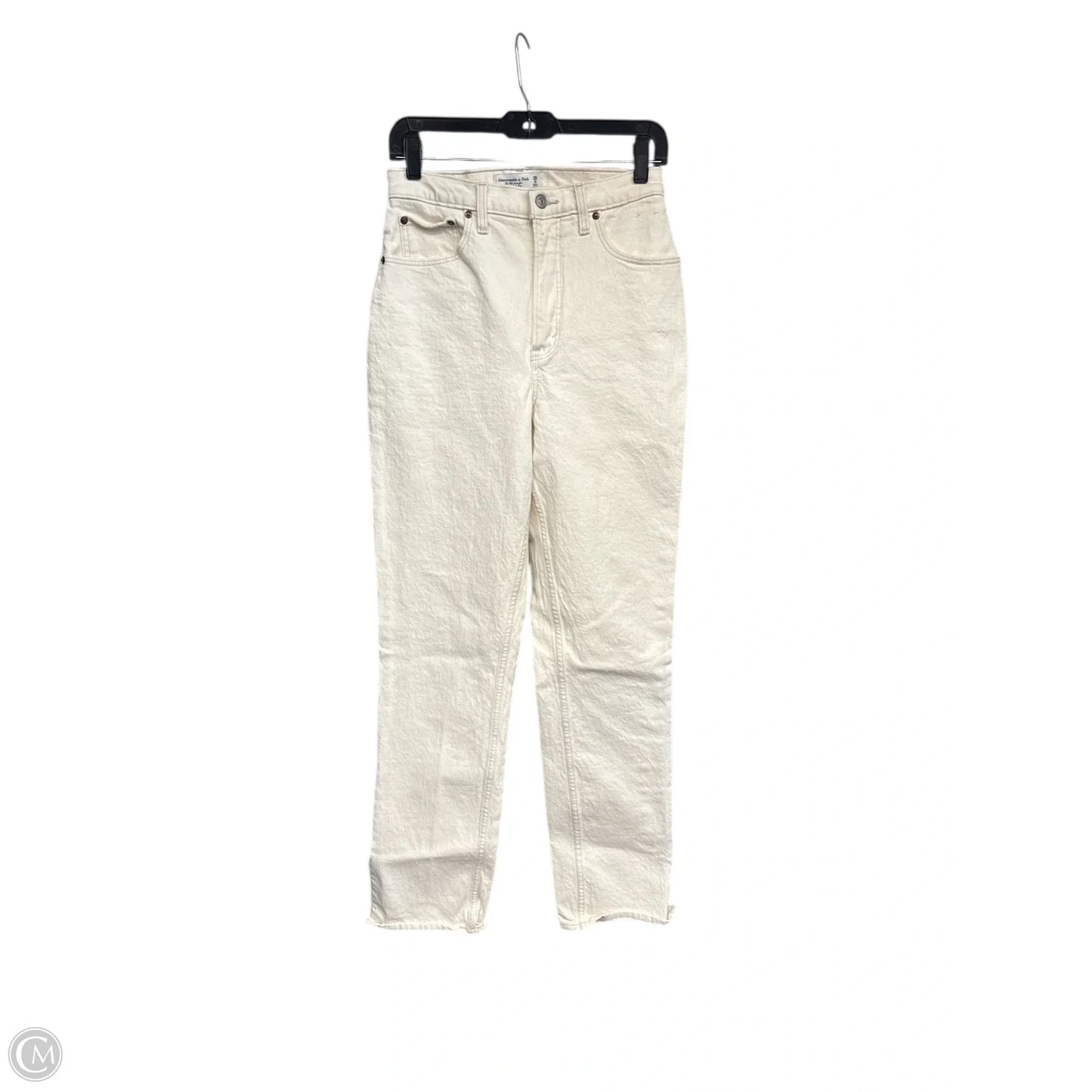 Jeans Straight By Abercrombie And Fitch In Cream Denim, Size: 6l
