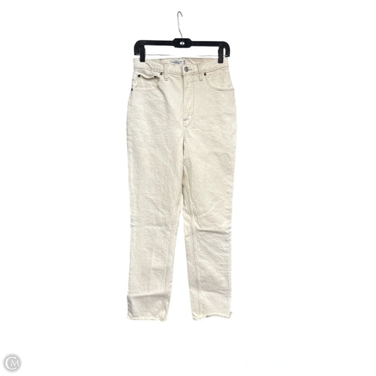 Jeans Straight By Abercrombie And Fitch In Cream Denim, Size: 6l