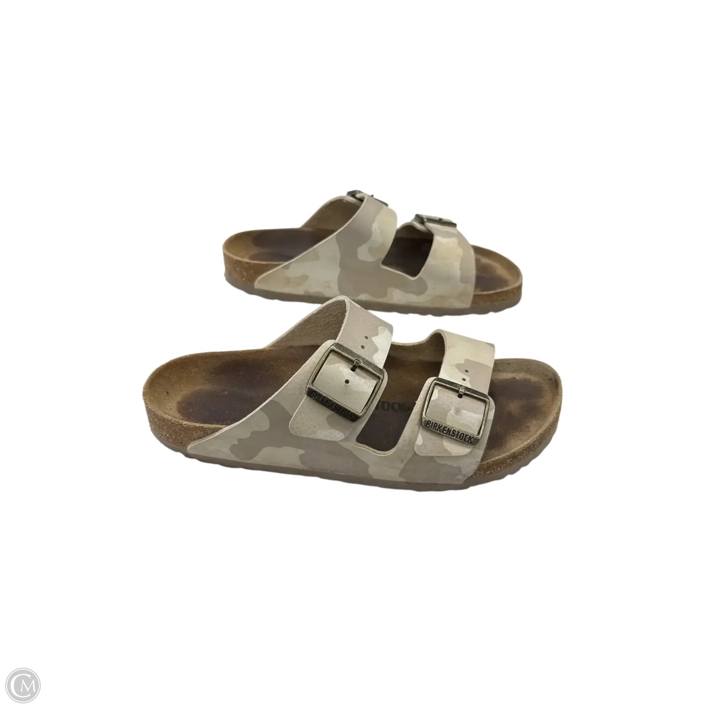 Sandals Flats By Birkenstock In Camouflage Print, Size: 10
