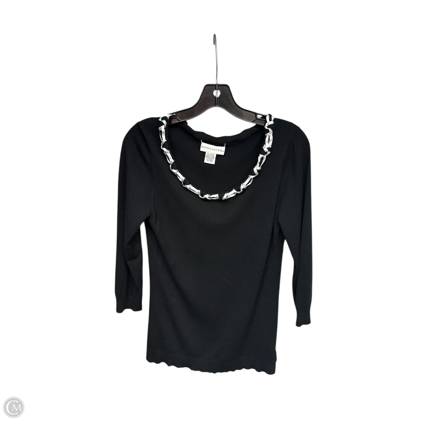 Top 3/4 Sleeve By Doncaster In Black & White, Size: M