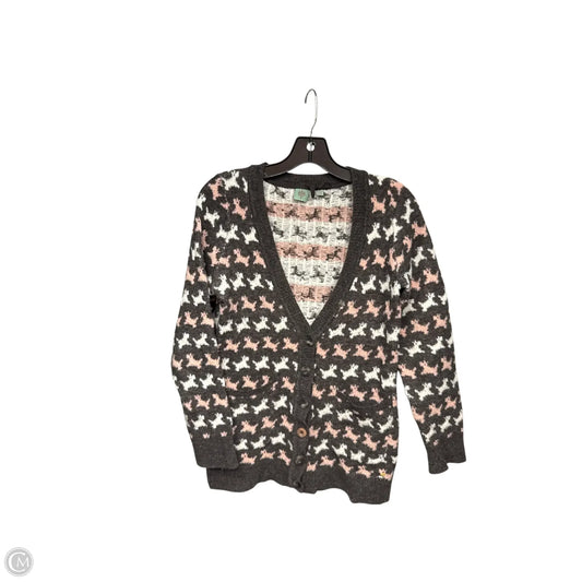 Sweater Cardigan By Hwr In Brown & Pink, Size: M