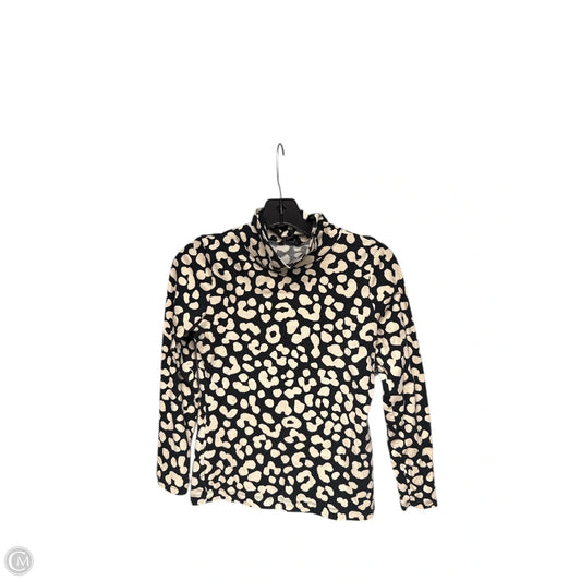 Top Long Sleeve By Ann Taylor In Black & Cream, Size: Xsp