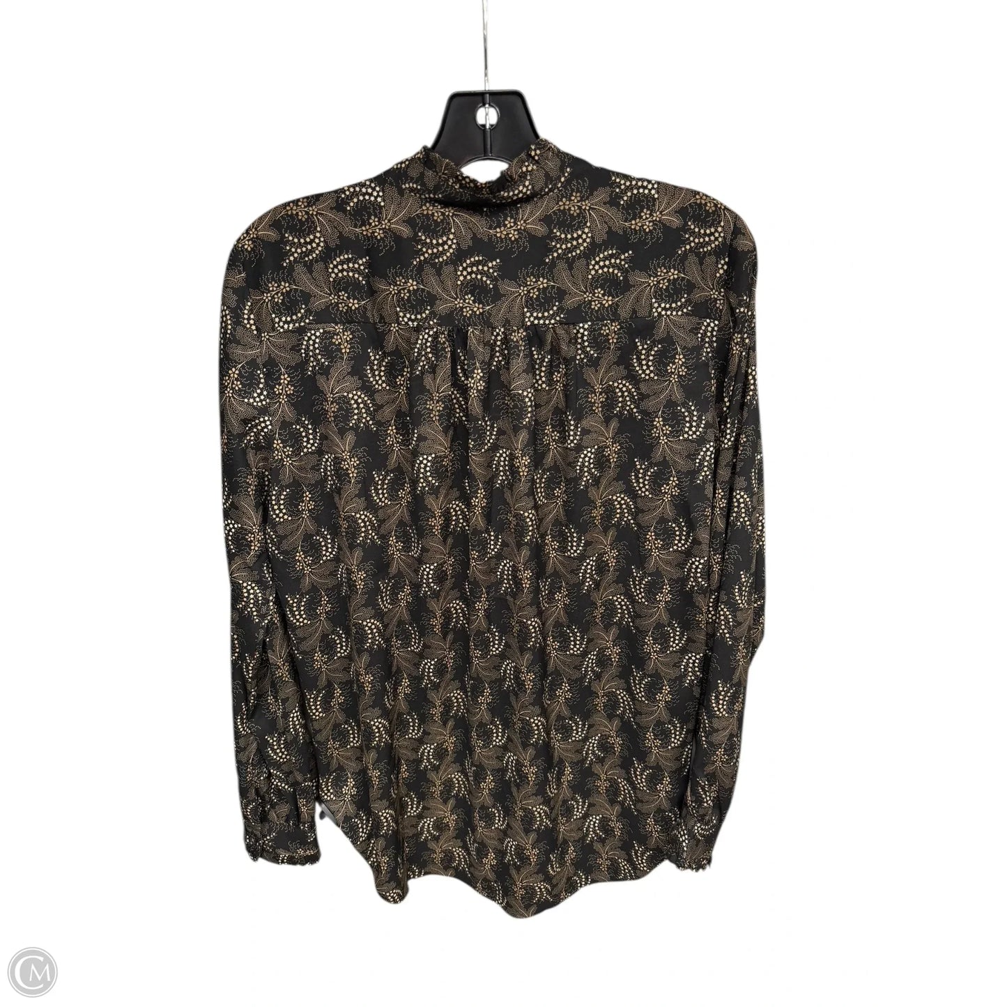 Blouse Long Sleeve By Ann Taylor In Black & Brown, Size: S