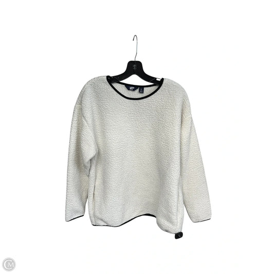 Sweater By Lands End In White & Yellow, Size: L