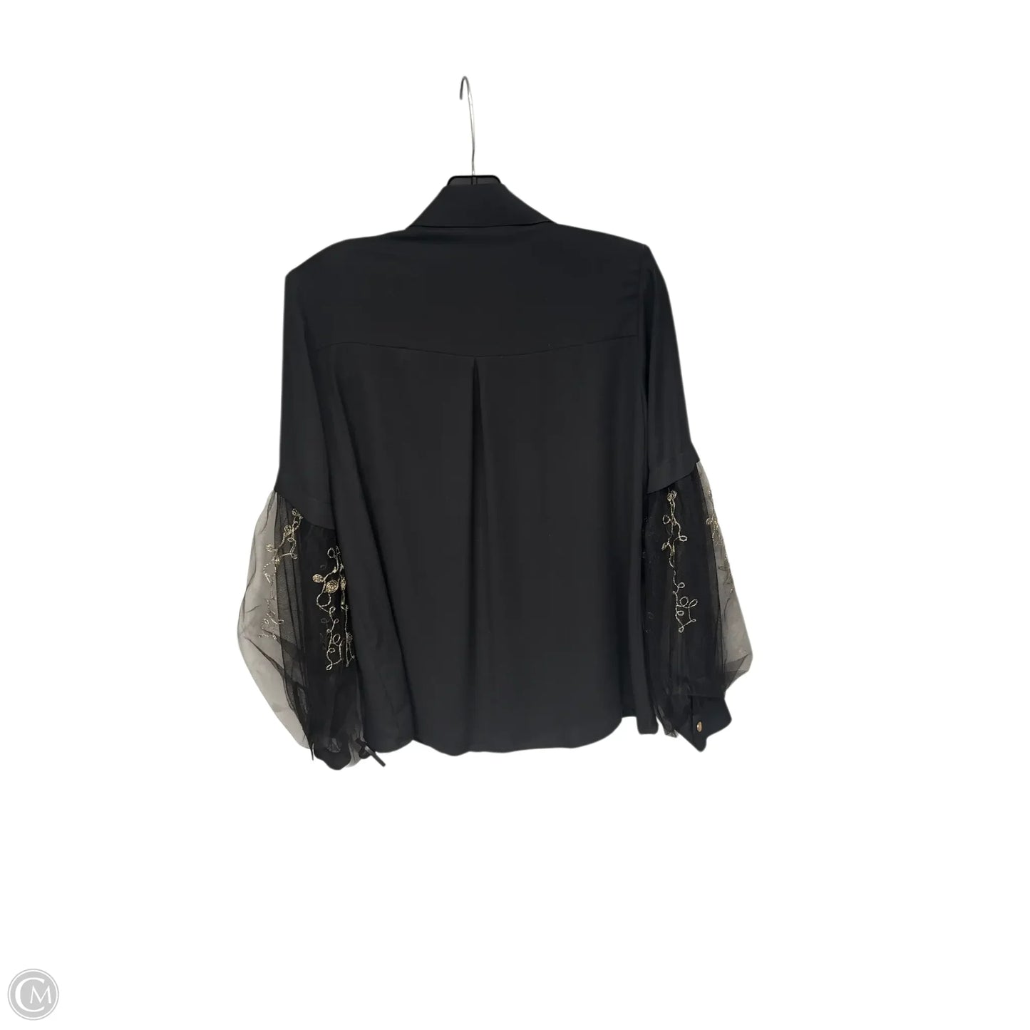 Blouse 3/4 Sleeve By Clothes Mentor In Black & Gold, Size: S