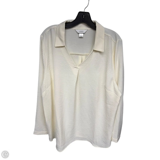 Blouse Long Sleeve By Cj Banks In Cream, Size: 1x