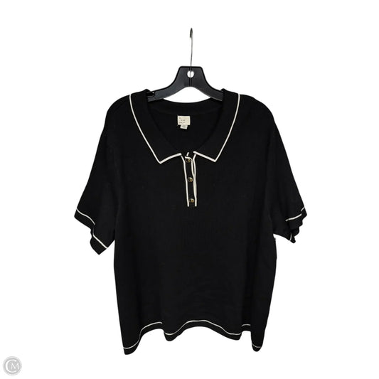 Top Short Sleeve By A New Day In Black & White, Size: 3x