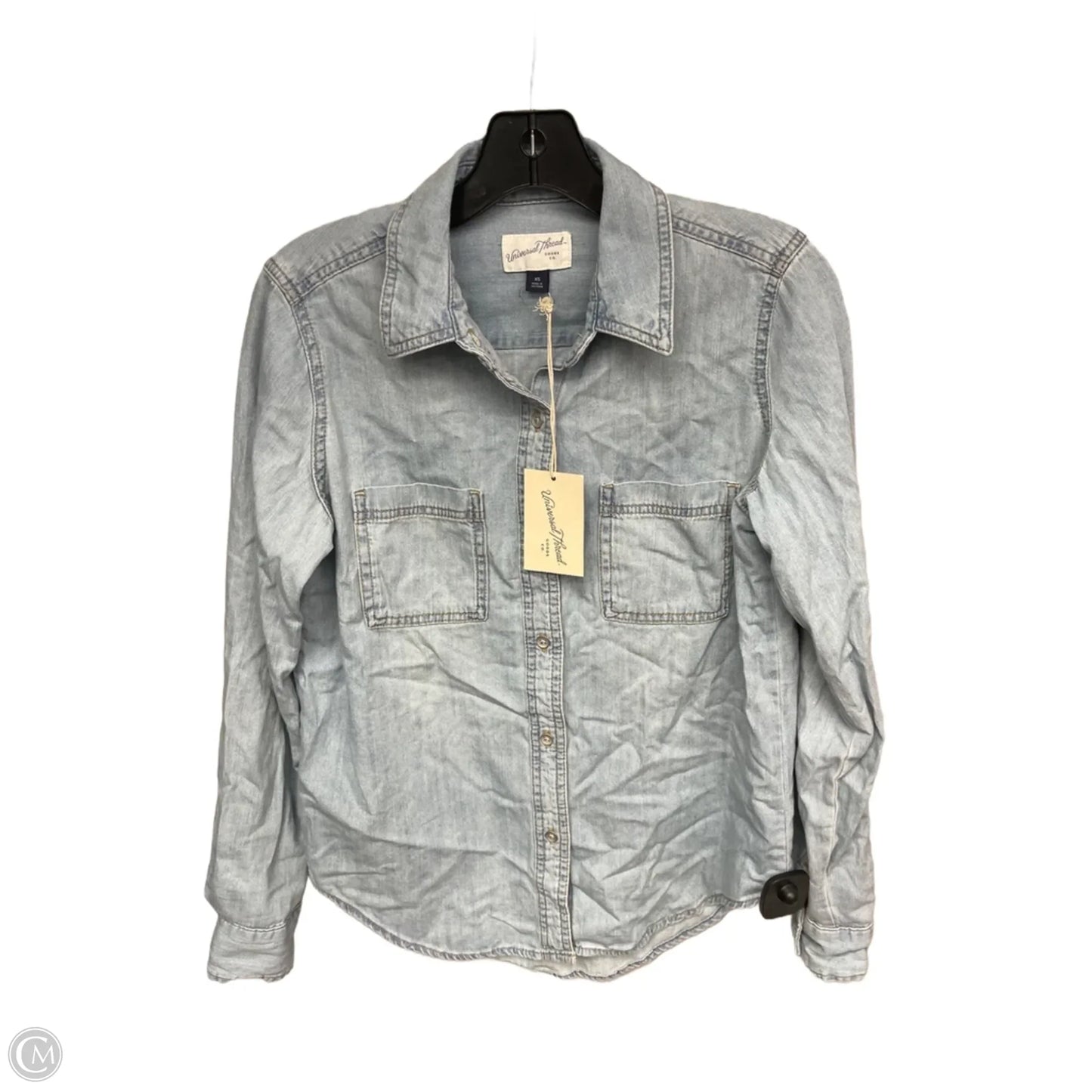 Top Long Sleeve By Universal Thread In Blue Denim, Size: Xs
