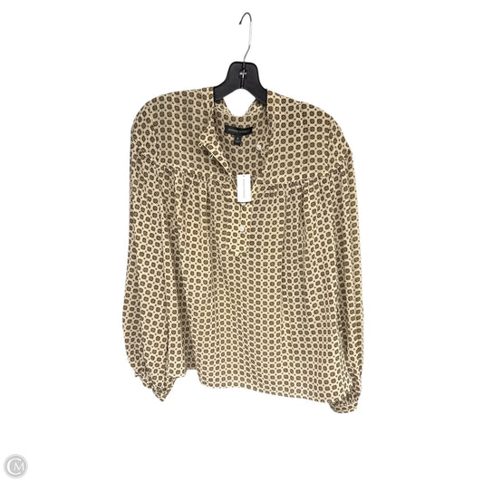 Top Long Sleeve By Banana Republic In Cream & Orange, Size: M