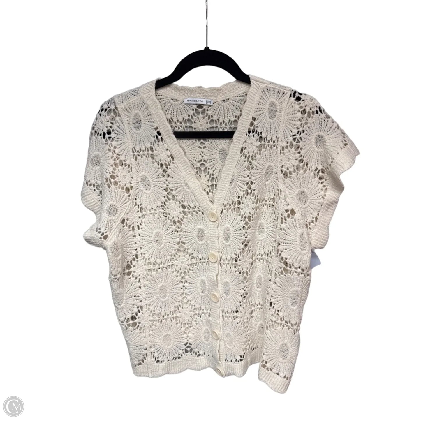 Top Short Sleeve By Staccato In Cream, Size: Osfm