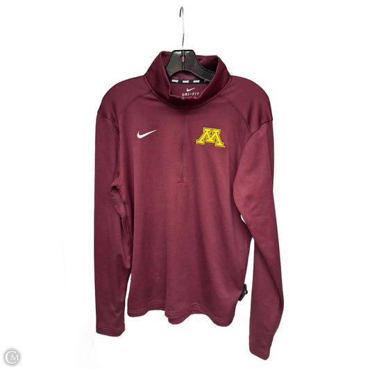 Athletic Top Long Sleeve Collar By Nike Apparel In Maroon, Size: S