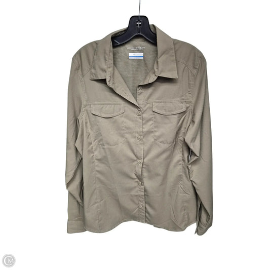 Athletic Top Long Sleeve Collar By Columbia In Green, Size: L