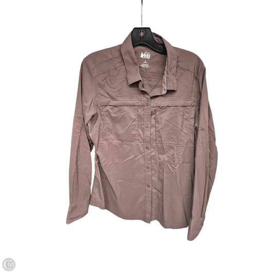 Athletic Top Long Sleeve Collar By Rei In Brown, Size: L