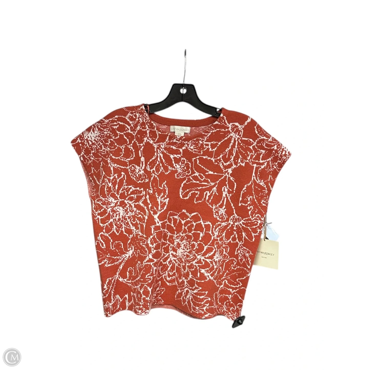 Top Short Sleeve By Cynthia Rowley In Orange & White, Size: M