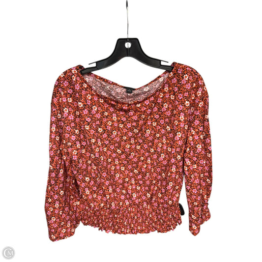 Top 3/4 Sleeve By Ann Taylor In Orange & Purple, Size: M