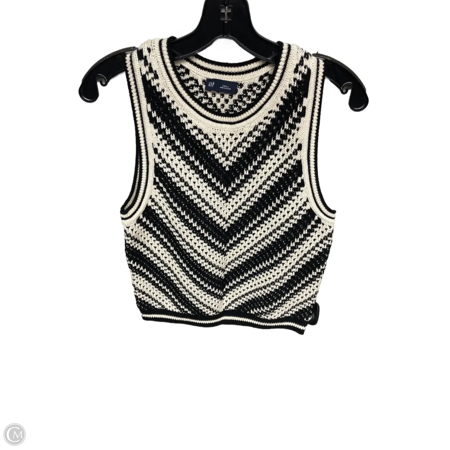 Vest Sweater By Gap In Black & Cream, Size: S