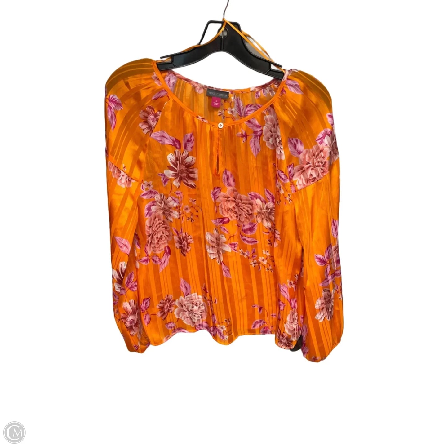 Blouse Long Sleeve By Vince Camuto In Orange & Pink, Size: S